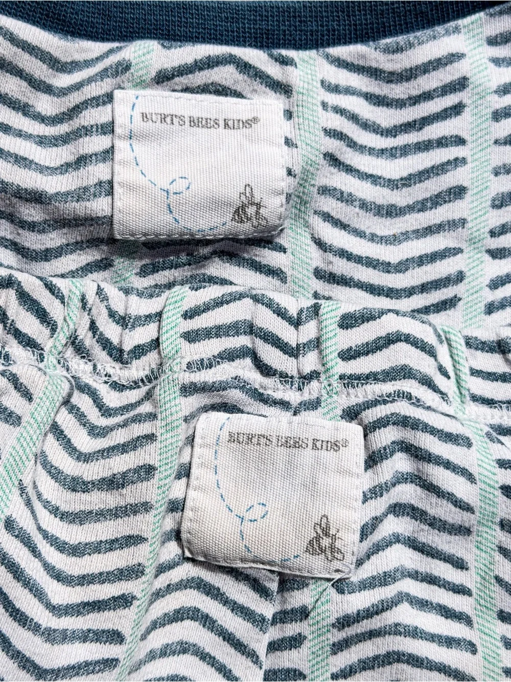 Burt’s Bees Kids Organic Cotton 2-Piece Pajama Set Chevron Gray Blue 4T Unisex